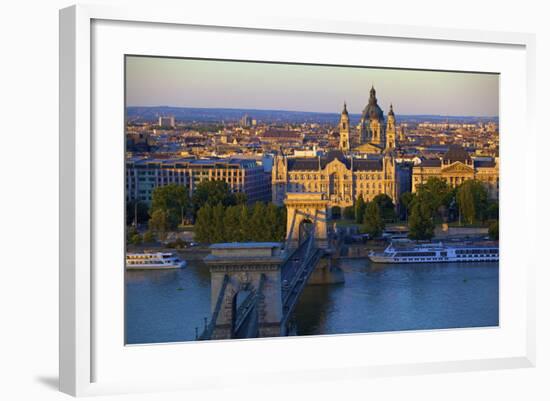 Budapest Skyline and River Danube, UNESCO World Heritage Site, Budapest, Hungary, Europe-Neil Farrin-Framed Photographic Print