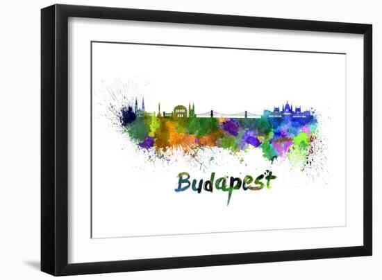 Budapest Skyline in Watercolor-paulrommer-Framed Art Print