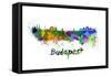 Budapest Skyline in Watercolor-paulrommer-Framed Stretched Canvas