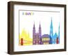 Budapest Skyline Pop-paulrommer-Framed Art Print