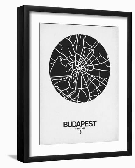 Budapest Street Map Black on White-NaxArt-Framed Art Print