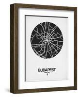 Budapest Street Map Black on White-NaxArt-Framed Art Print