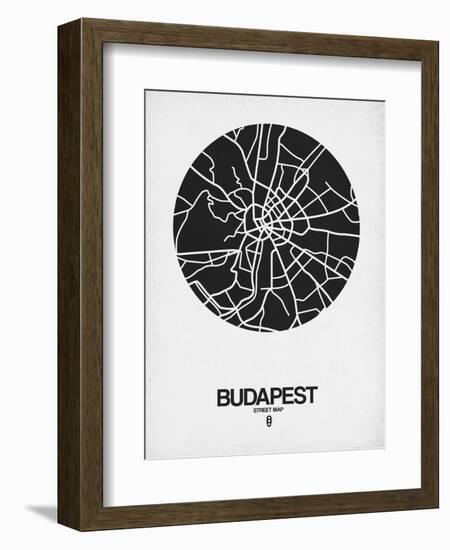 Budapest Street Map Black on White-NaxArt-Framed Art Print