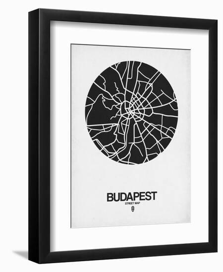 Budapest Street Map Black on White-NaxArt-Framed Art Print