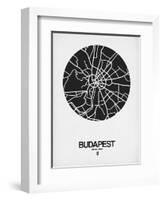 Budapest Street Map Black on White-NaxArt-Framed Art Print