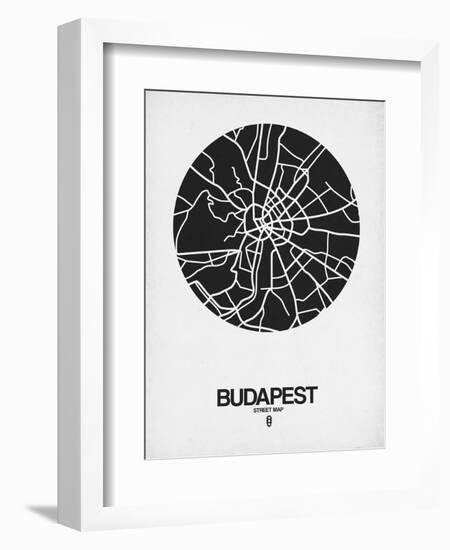 Budapest Street Map Black on White-NaxArt-Framed Art Print