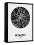 Budapest Street Map Black on White-NaxArt-Framed Stretched Canvas