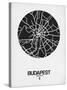 Budapest Street Map Black on White-NaxArt-Stretched Canvas