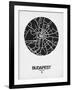 Budapest Street Map Black on White-NaxArt-Framed Art Print