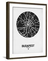 Budapest Street Map Black on White-NaxArt-Framed Art Print
