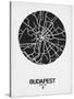 Budapest Street Map Black on White-null-Stretched Canvas