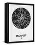 Budapest Street Map Black on White-null-Framed Stretched Canvas