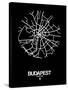 Budapest Street Map Black-NaxArt-Stretched Canvas