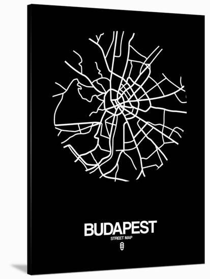 Budapest Street Map Black-NaxArt-Stretched Canvas