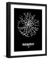 Budapest Street Map Black-NaxArt-Framed Art Print