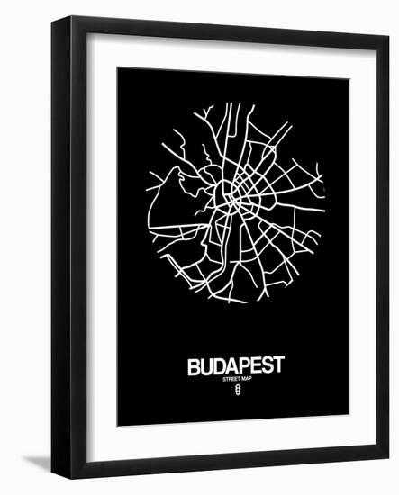 Budapest Street Map Black-NaxArt-Framed Art Print