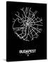 Budapest Street Map Black-NaxArt-Stretched Canvas