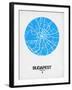 Budapest Street Map Blue-NaxArt-Framed Art Print