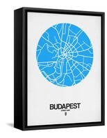 Budapest Street Map Blue-NaxArt-Framed Stretched Canvas