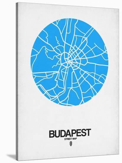 Budapest Street Map Blue-NaxArt-Stretched Canvas