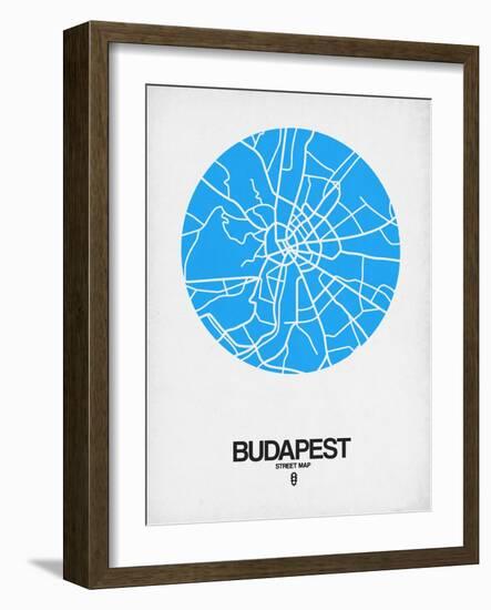 Budapest Street Map Blue-NaxArt-Framed Art Print