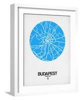 Budapest Street Map Blue-NaxArt-Framed Art Print