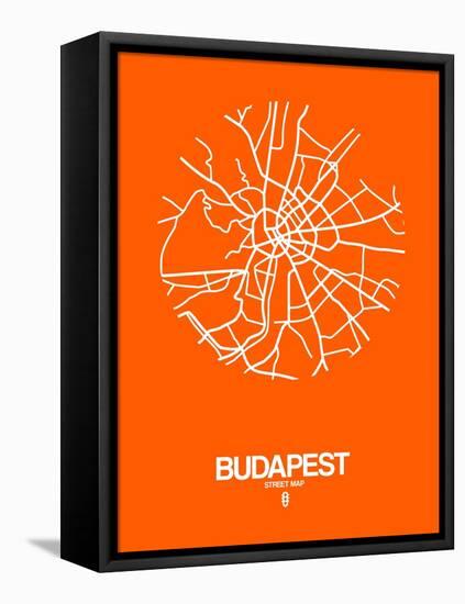 Budapest Street Map Orange-NaxArt-Framed Stretched Canvas