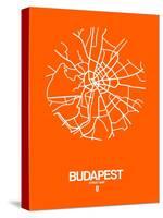 Budapest Street Map Orange-NaxArt-Stretched Canvas