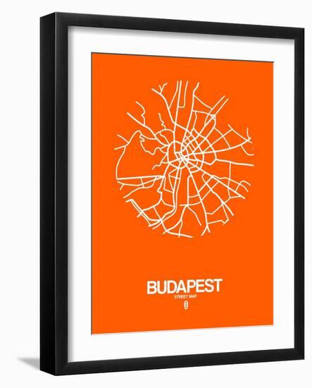 Budapest Street Map Orange-NaxArt-Framed Art Print