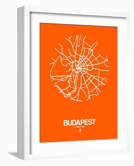 Budapest Street Map Orange-NaxArt-Framed Art Print