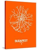 Budapest Street Map Orange-NaxArt-Stretched Canvas