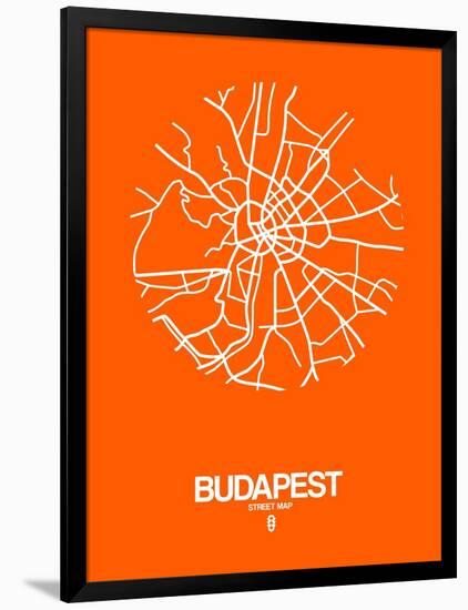 Budapest Street Map Orange-NaxArt-Framed Art Print