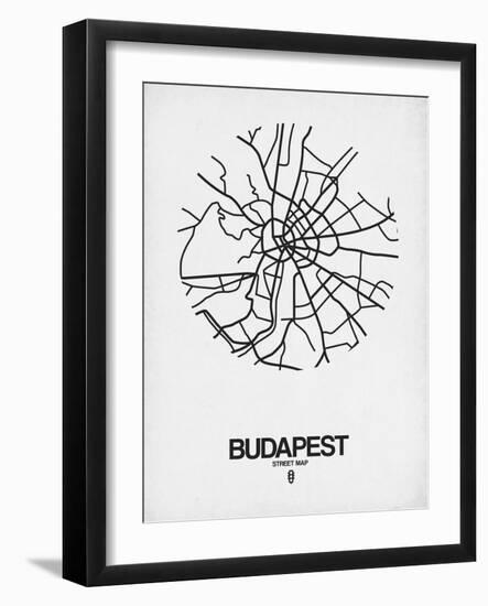 Budapest Street Map White-NaxArt-Framed Art Print