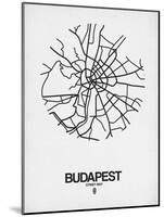 Budapest Street Map White-NaxArt-Mounted Art Print