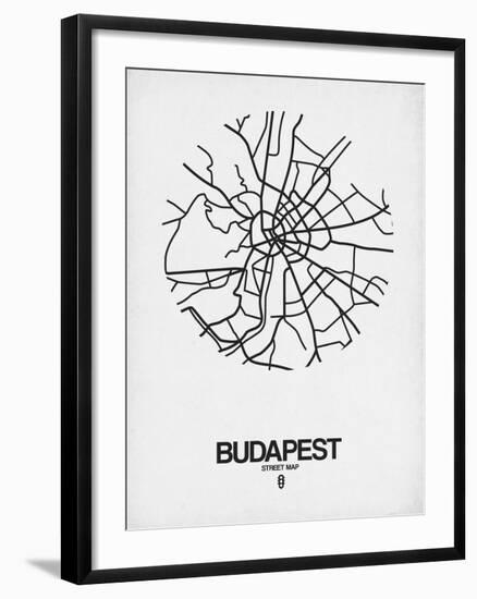 Budapest Street Map White-NaxArt-Framed Art Print