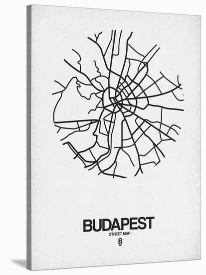 Budapest Street Map White-NaxArt-Stretched Canvas