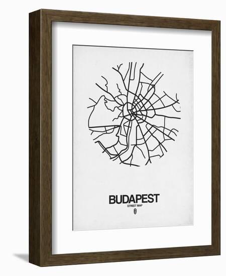 Budapest Street Map White-NaxArt-Framed Art Print