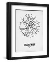 Budapest Street Map White-NaxArt-Framed Art Print