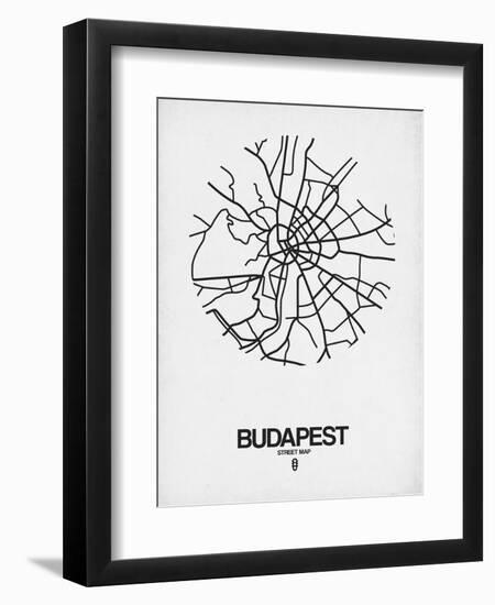 Budapest Street Map White-NaxArt-Framed Art Print