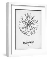 Budapest Street Map White-NaxArt-Framed Art Print