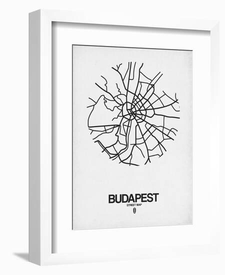 Budapest Street Map White-NaxArt-Framed Art Print