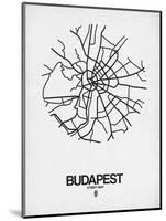 Budapest Street Map White-NaxArt-Mounted Art Print