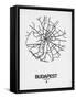 Budapest Street Map White-NaxArt-Framed Stretched Canvas