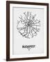 Budapest Street Map White-NaxArt-Framed Art Print