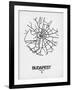 Budapest Street Map White-NaxArt-Framed Art Print