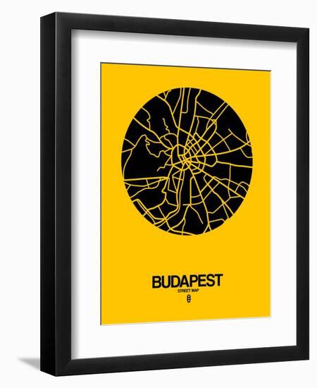 Budapest Street Map Yellow-NaxArt-Framed Art Print