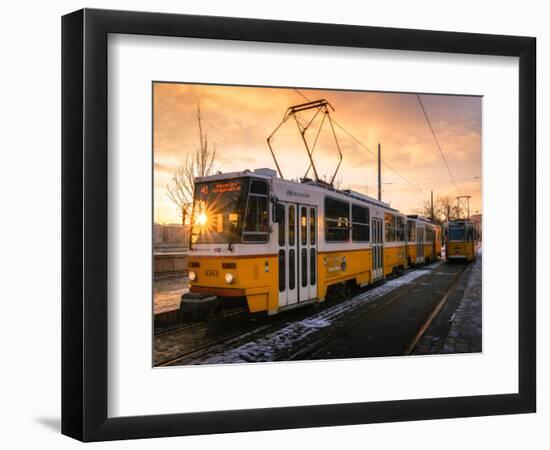 Budapest tram at sunrise, Budapest, Hungary-Karen Deakin-Framed Photographic Print