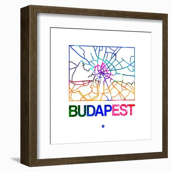 Budapest Watercolor Street Map-NaxArt-Framed Art Print
