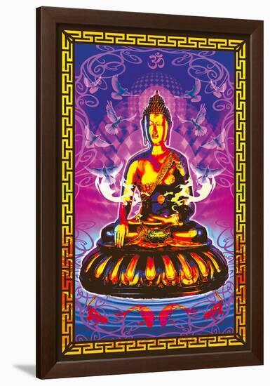 Buddah Ohm (Non-Flocked Blacklight)-null-Framed Standard Poster