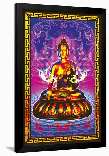 Buddah Ohm (Non-Flocked Blacklight)-null-Framed Standard Poster